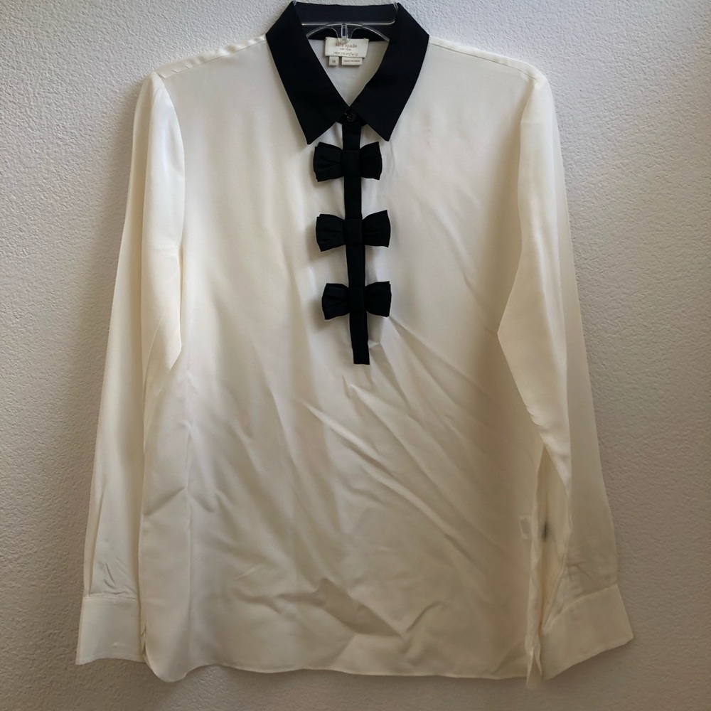 Kate Spade Bow Placket Silk Blouse